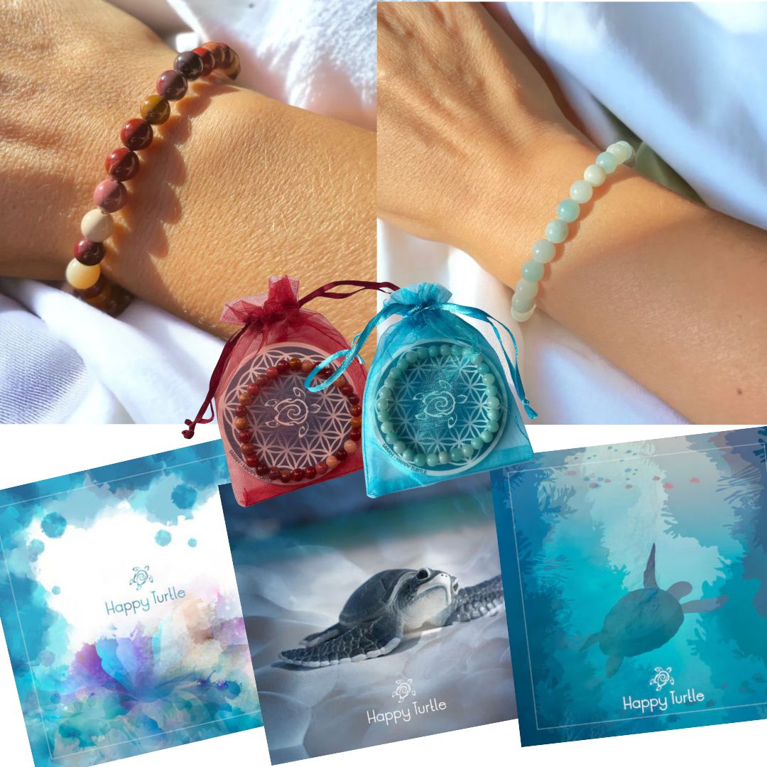 Coffret bracelets + 6 cartes Happy Turtle